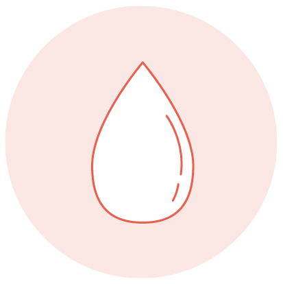 An icon of a water droplet for leak proof inside an orange circle