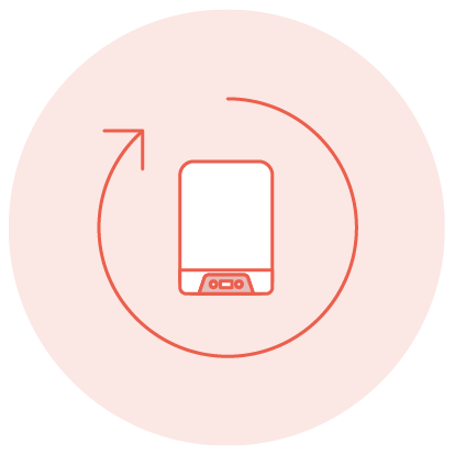 Circle icon of a boiler showing our system is Compatible with all boilers